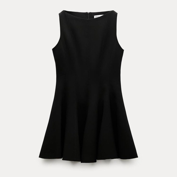 ZARA ZW Collection Black Skater Dress Flounce Hem LBD 4043/041 Size XS $149 - Picture 4 of 16